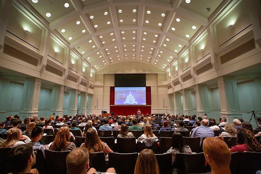 The audience listens at the 2019 Three Minute Thesis competition.