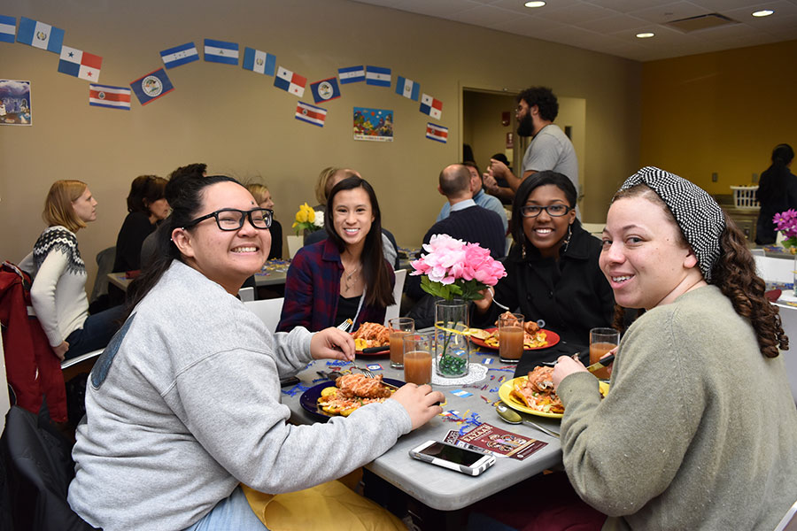 Students enjoy their lunch break during a Central American Global Café.