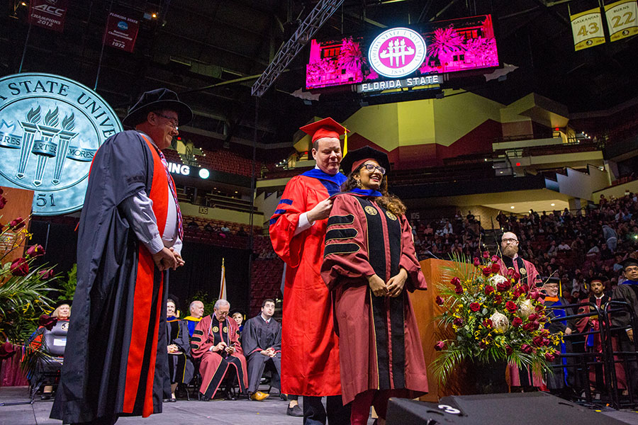 Nastaren Abad, an international student from Pakistan, received her Ph.D in biomedical engineering during FSU’s commencement ceremony Saturday, Dec. 14. (FSU Photography Services/Bill Lax)