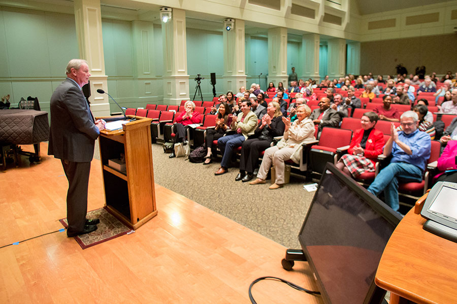 The Faculty Senate welcomed President Thrasher for the annual State of the University address. (FSU Photography Services)