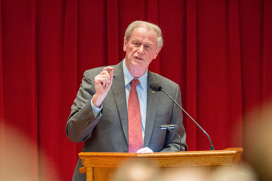 President John Thrasher delivers his fifth State of the University address. (FSU Photography Services)