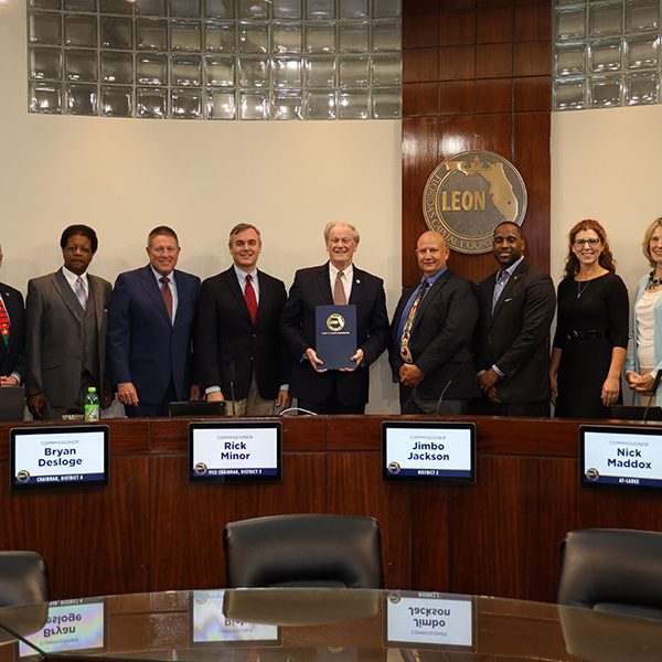 President John Thrasher accepted the proclamation from the Leon County Board of County Commissioners on behalf of the university Florida State University.