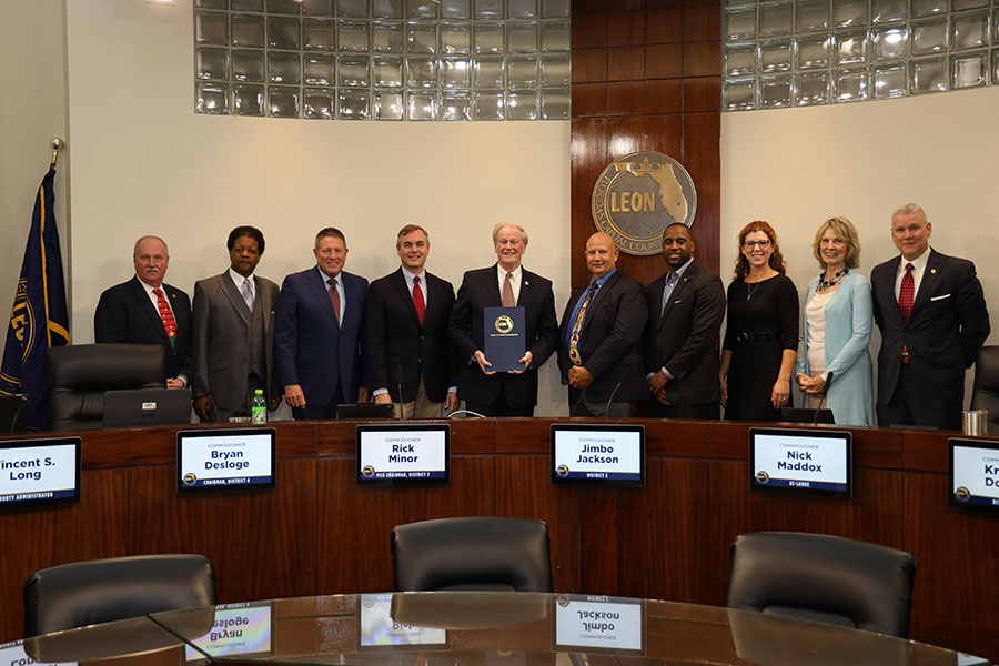 President John Thrasher accepted the proclamation from the Leon County Board of County Commissioners on behalf of the university Florida State University.