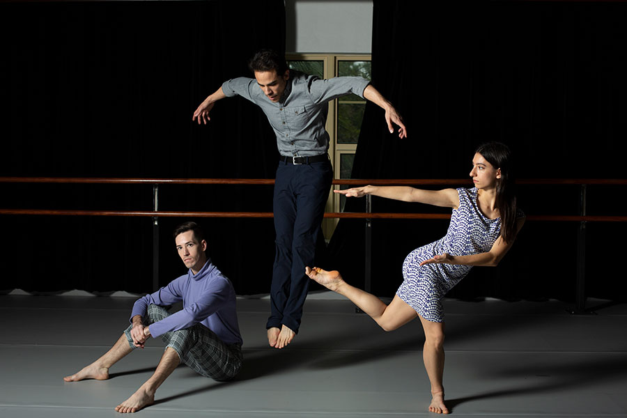 From left to right: Trent Montgomery, Francisco Graciano and Holly Stone. (FSU School of Dance)