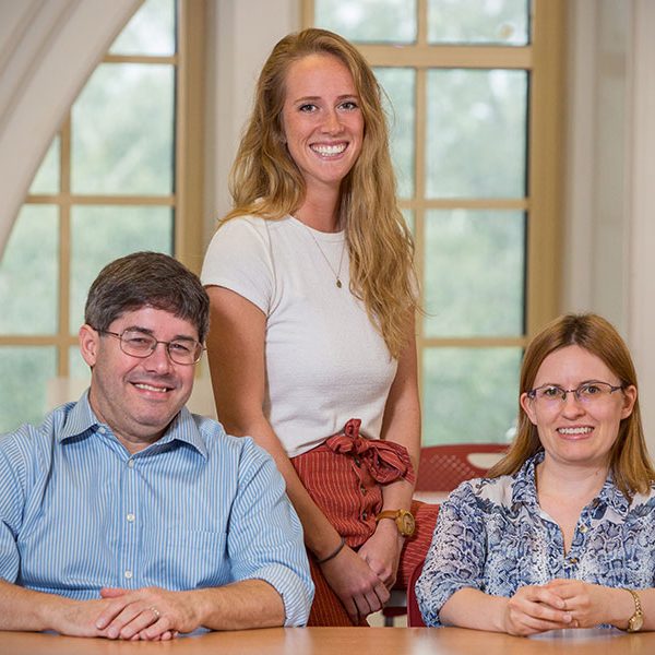 Florida State University researchers Gregg Stanwood (L), Megan Beerse (M) and Theresa Van Lith (R) have developed an online intervention that combines mindfulness practices and art therapy to reduce stress and anxiety in college students. (FSU Photography Services/Bill Lax)