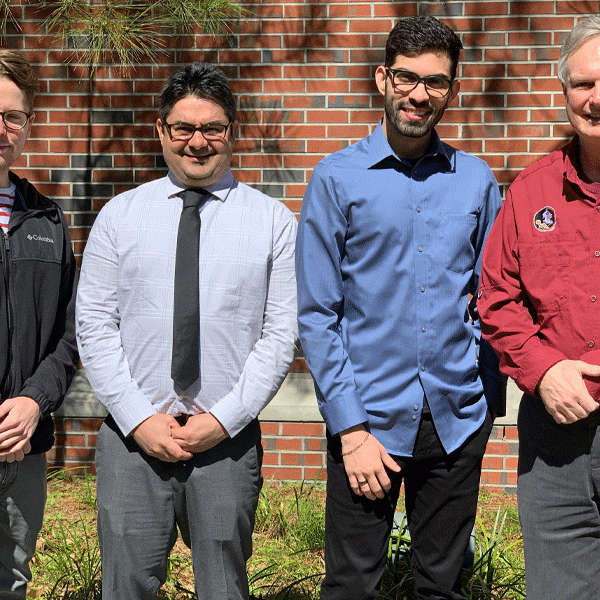 From left, College of Medicine graduate student Jamie Johnston, College of Medicine Associate Professor Jose Pinto, College of Medicine graduate student Maicon Landim-Vieira and Department of Biological Science Professor P. Bryant Chase. Courtesy of P. Bryant Chase.