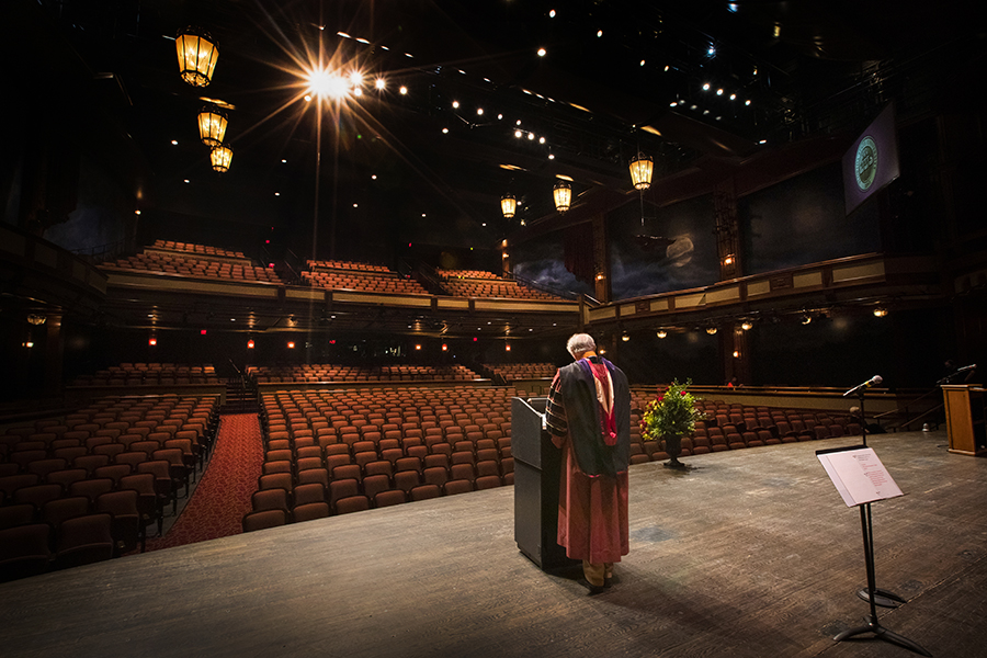 President John Thrasher addresses graduates during FSU's virtual spring commencement ceremony, which was streamed May 2, 2020. (FSU Photography Services)