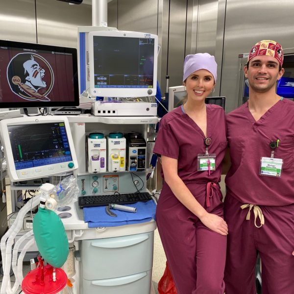 Certified Registered Nurse Anesthetists, Taylor Englade and fiancé Michael Abreu earned their degrees at FSUPC in 2018.