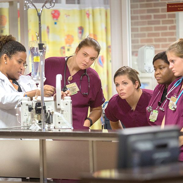 In March, the College of Nursing moved its clinical and lab activities, like the one pictured above from a previous semester, to virtual or simulation learning environments, forcing students to prepare for work on the frontlines from a distance. (FSU