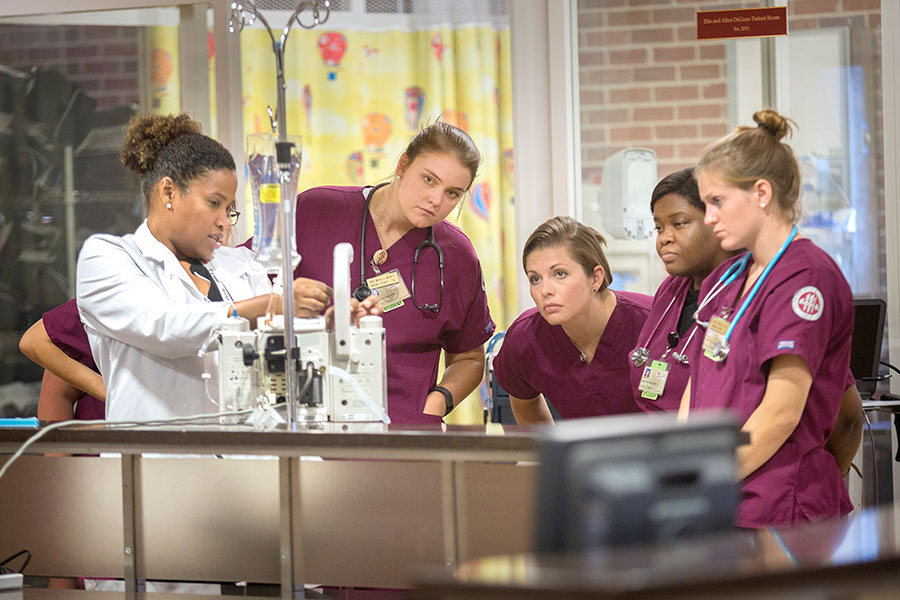 In March, the College of Nursing moved its clinical and lab activities, like the one pictured above from a previous semester, to virtual or simulation learning environments, forcing students to prepare for work on the frontlines from a distance. (FSU