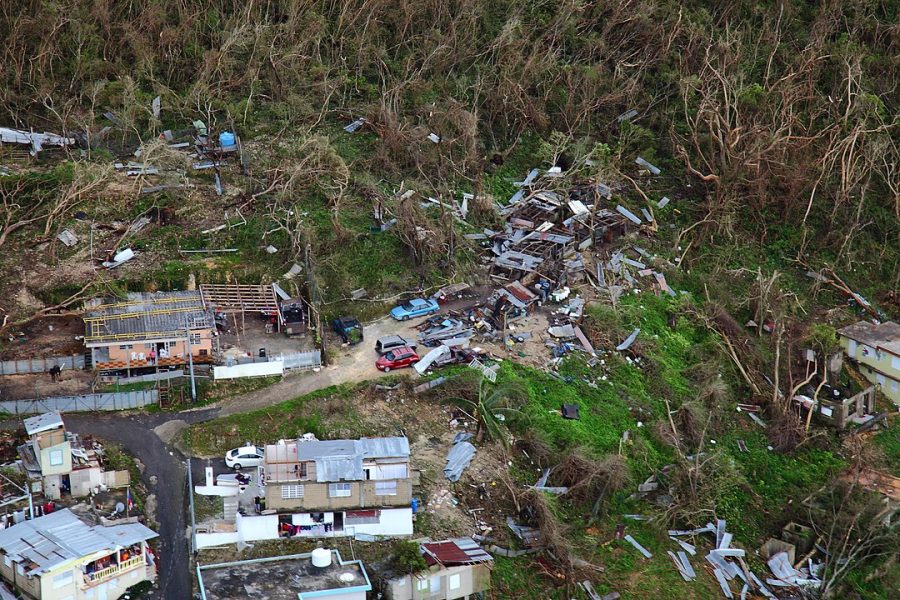 Homes lay in ruin as seen from a U.S. Customs and Border Protection, Air and Marine Operations, Black Hawk during a flyover of Puerto Rico after Hurricane Maria September 23, 2017. U.S. Customs and Border Protection photo by Kris Grogan.