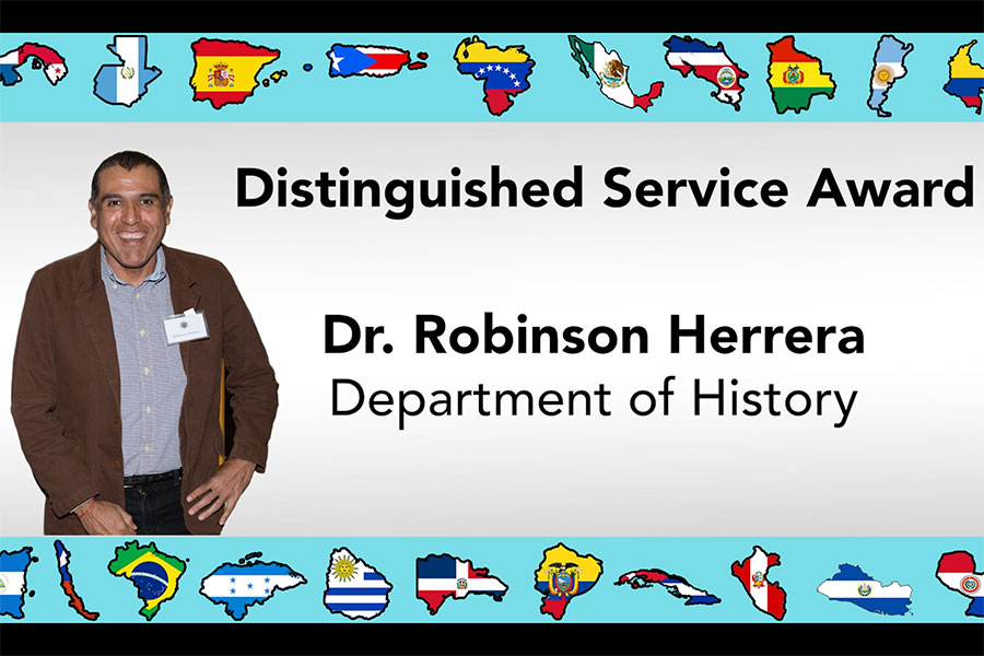 Associate Professor of History Robinson Herrera received the Latinx Distinguished Service award. (The Center for Leadership & Social Change)