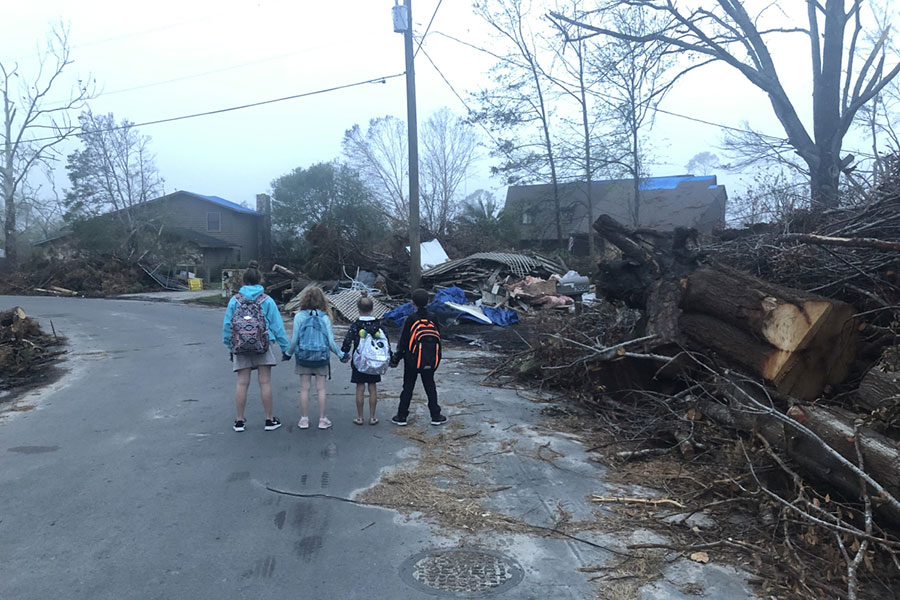 Kids in Panama City heading back to school a couple weeks after Hurricane Michael. FSU researchers are helping to develop operational procedures for public libraries during natural disasters through a grant from the Institute for Museum and Library Services (IMLS). (Florida State Archives)