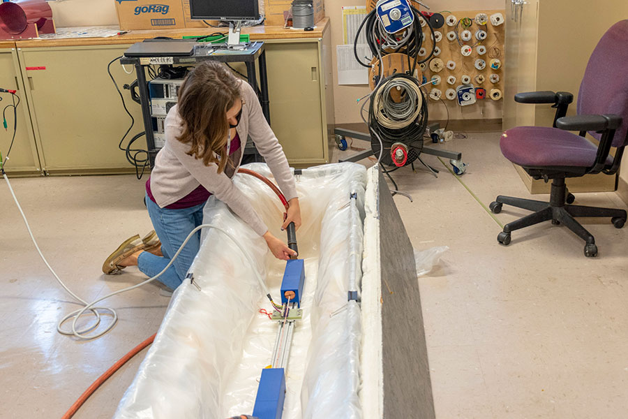 Phifer works at the FSU-headquartered National High Magnetic Field Laboratory’s Applied Superconductivity Center and studies superconductivity, a phenomenon where a charge moves through a material without resistance. (FAMU-FSU College of Engineering)