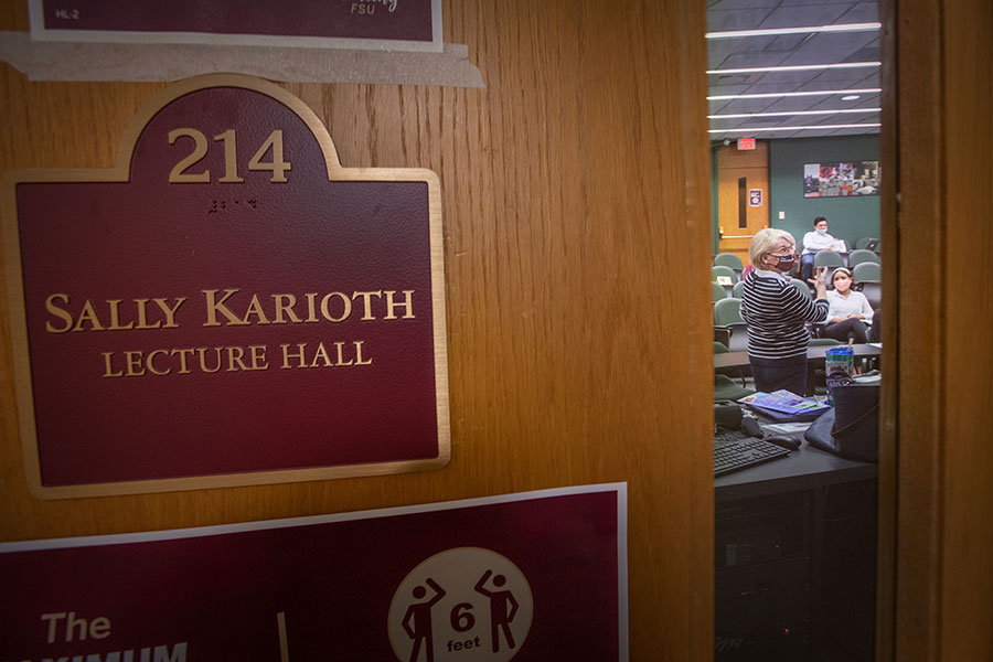 FSU named a lecture hall after Sally Karioth in 2014. (FSU Photography Services)