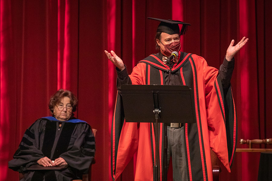 Mark Riley, dean of the Graduate School, confers degrees to graduates during fall virtual commencement, which was webcast Friday, Dec. 11, 2020. (FSU Photography Services)
