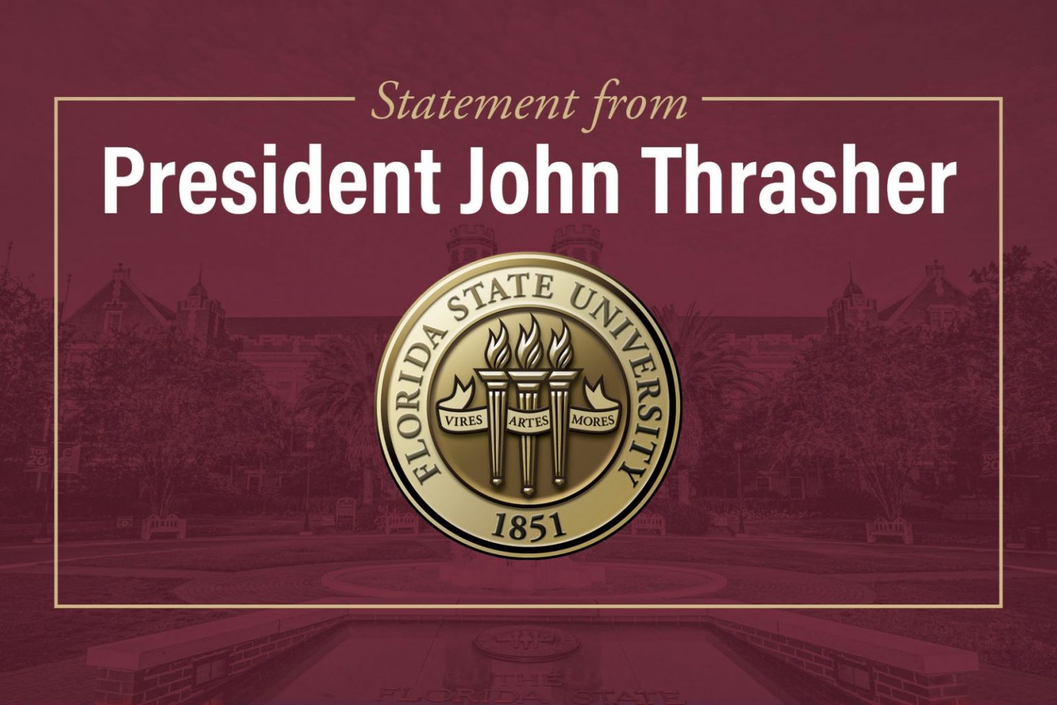 Statement From President John Thrasher On FSU Alumnus Killed In Line Of