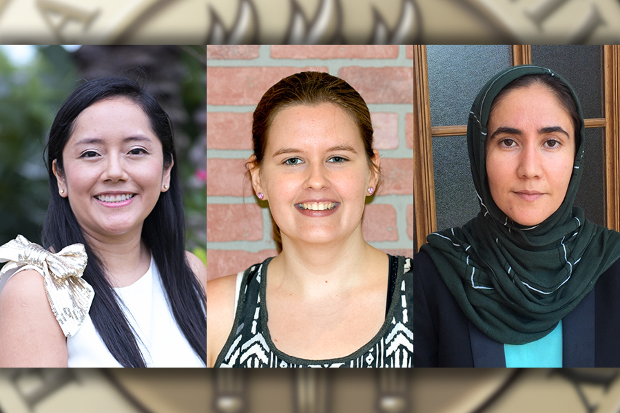 (From left to right) Natali Ramirez-Bullon, Alexandra Hooks and Sohaila Isaqzai all received fellowships from the American Association of University Women (AAUW).
