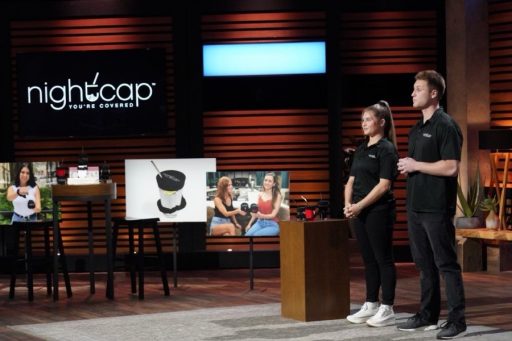 Michael and Shirah Benarde on the set of ABC's Shark Tank, where they struck a $60,000 deal.