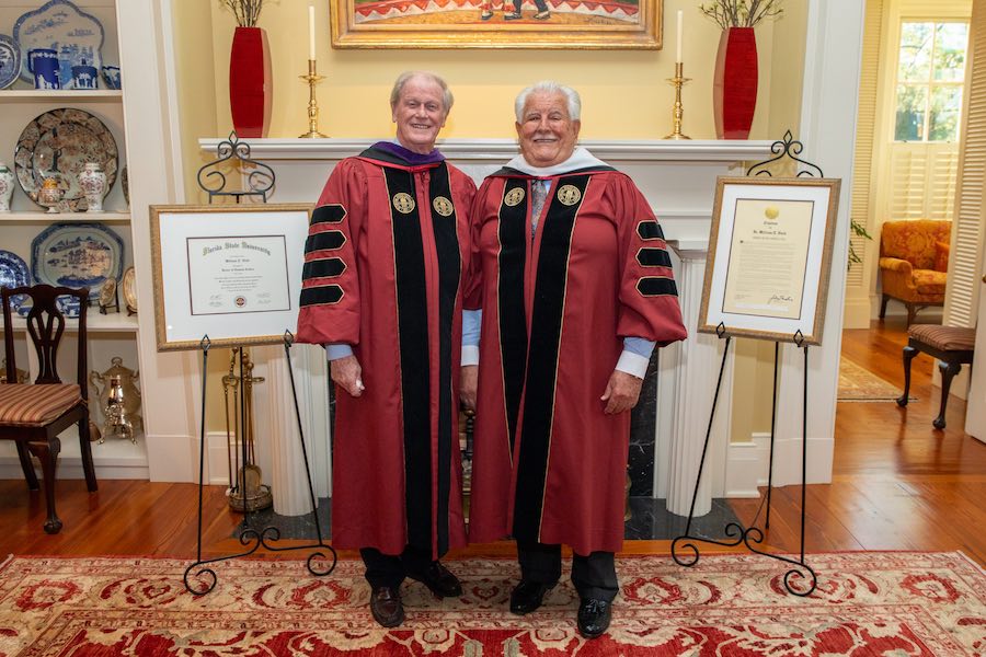 President John Thrasher joked that William T. Hold would now have to be called "Doctor Doctor" on account of his PhD and his newly earned honorary doctoral degree.