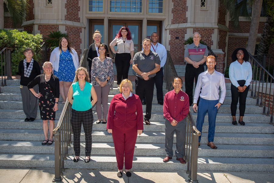 Front row (from left): Geneva Miller, Tonya Price, Rosey Murton, To-Há Tang and Mitchell Jermyn. Second row: Ruth Tufarella, Megan O'Malley and Taylor Carter, Lyle Hackett, Ololade Holmes. Third row: Karen Gibson, Daria Amarii, James Johnson and Charles Mize. Not pictured: Matthew Bojalad. (FSU Photography Services)