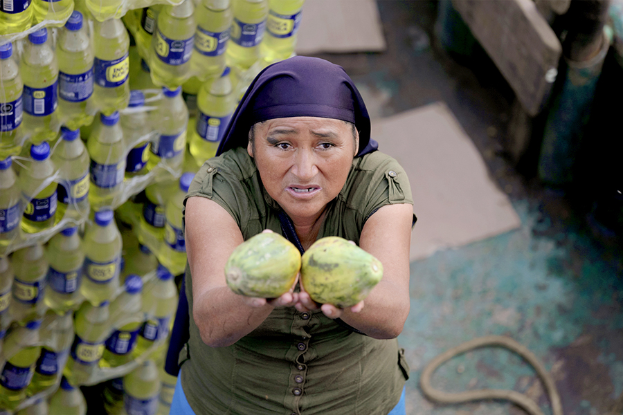 Marcos Colón, “Papaya for Sale,” a local women sells papayas in Nuevo Pebas, Peru, March 2020.
