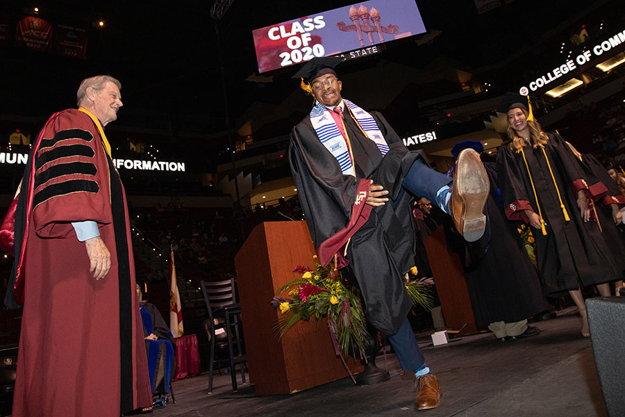 Florida State University 2020 graduates get their moment to walk across the stage during a special in-person commencement ceremony Saturday, May 22, 2021, at the Donald L. Tucker Civic Center. (FSU Photography Services)