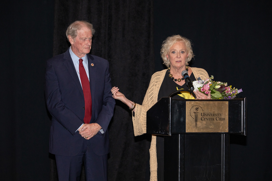 The Florida State University Board of Trustees and special guests celebrated the legacy of President John Thrasher and FSU First Lady Jean Thrasher during a June 16 reception at the University Center Club. (FSU Photography Services)