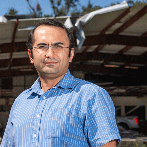 FAMU-FSU College of Engineering associate professor of Civil and Environmental Engineering Eren Erman Ozguven near the damage from Hurricane Michael in the north Florida panhandle. Ozguven is the director of the Resilient Infrastructure & Disaster Response Center, a multidisciplinary research center at the FAMU-FSU College of Engineering with the mission of achieving adaptive capacity and resilience for the communities affected by natural disasters such as hurricanes and the COVID-19 pandemic. (Mark Wallheiser/FAMU-FSU College of Engineering)