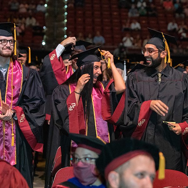 Students celebrate at the summer commencement ceremony Friday, July 30, 2021, at the Donald L. Tucker Civic Center. (FSU Photography Services)