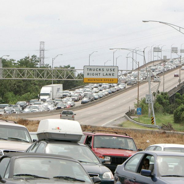 Drivers fleeing New Orleans ahead of Hurricane Katrina in 2005. (Mark Wallheiser)