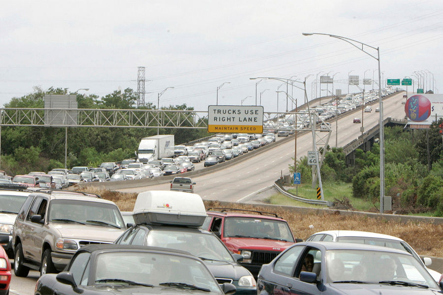 Drivers fleeing New Orleans ahead of Hurricane Katrina in 2005. (Mark Wallheiser)