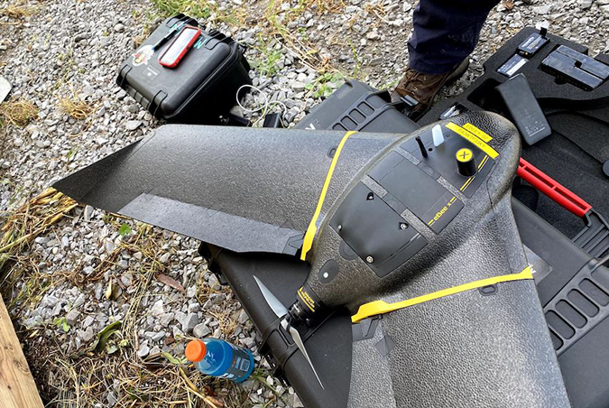 Advancements in battery technology are helping rescue and recovery teams. Just a few years ago, Merrick said the team would have to change out batteries every ten minutes. This fixed wing drone can stay airborne as it captures data for more than an hour.