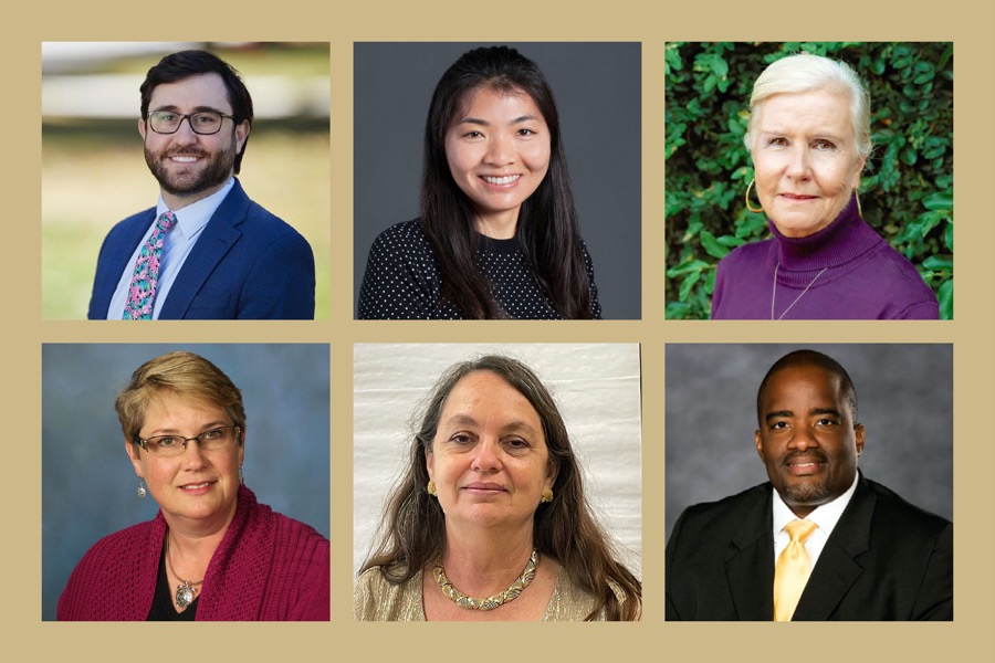 Top row, left to right: Jason Guibeau, Niu Gao, Ginger Littleton. Bottom row, left to right: Kimberly A. Barber, Kathleen T. Pham and Andrew P. Daire.