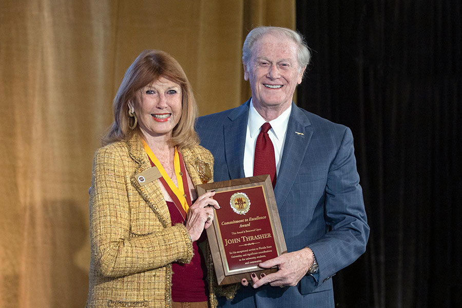 Eleanor Connan, Chair of the Emeritus Alumni Society with former FSU President John Thrasher, FSU class of 1965.