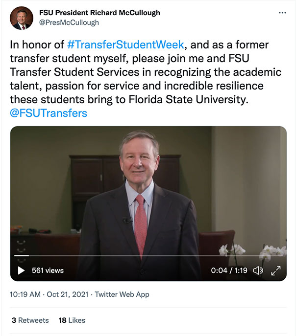 FSU Celebrates National Transfer Student Week Florida State