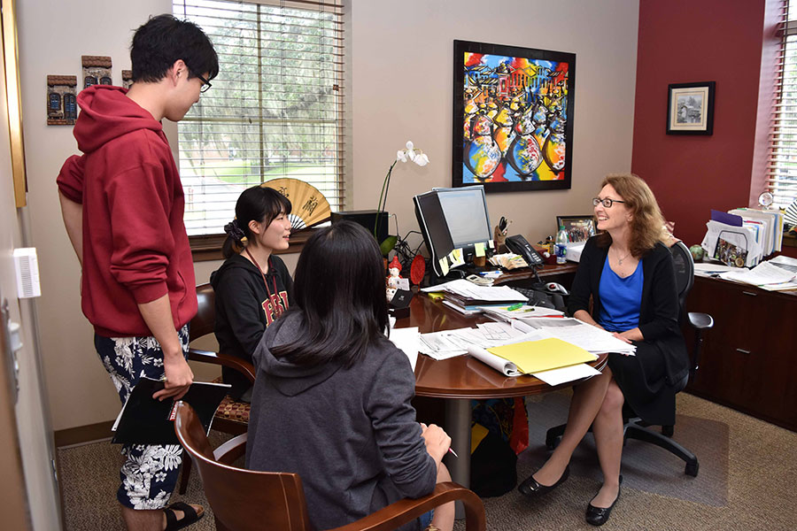 Kristen Hagen, associate director of FSU’s Center for Global Engagement, advises international students.