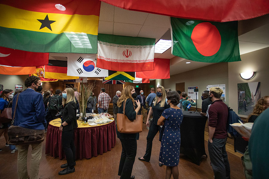 Attendees at the International Education Month opening reception enjoyed a selection of foods from Argentina, China, Turkey and Greece among other nations. The event was held at the Global and Multicultural Engagement Building the November 2.