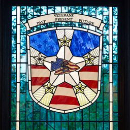 The Veterans Alliance Arrowhead window at the FSU Heritage Museum.