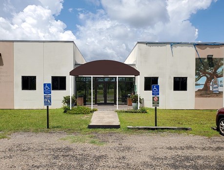 The Mossy Pond Park Public Library in Calhoun County served as a public shelter and supply spot in the aftermath of Hurricane Michael in 2018. (Florida Department of State)