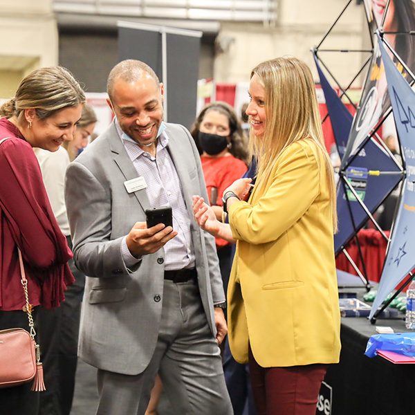 FSU students gather in-person at the Donald L. Tucker Civic Center for Seminole Futures, a career fair and an opportunity to network and speak with future employers from a variety of industries. (University Communications, Christian Pruitt)