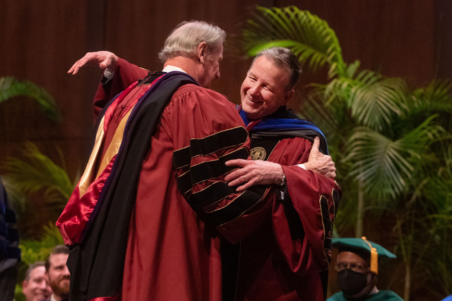 Florida State University celebrated the inauguration of its 16th president, Richard J. McCullough with a formal investiture ceremony Friday, February 25, 2022 (FSU Photography Services).