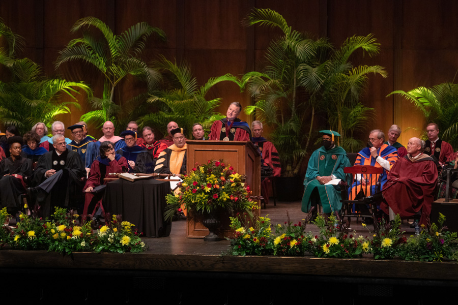 Florida State University celebrated the inauguration of its 16th president, Richard McCullough with a formal investiture ceremony Friday, February 25, 2022 (FSU Photography Services).
