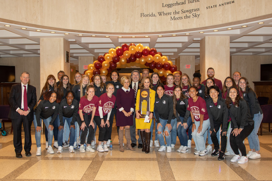McCullough honored FSU’s National Champion Soccer team and Head Soccer Coach Mark Krikorian for their unparalleled success and shared his excitement about the across-the-board strength of Seminole Athletics.