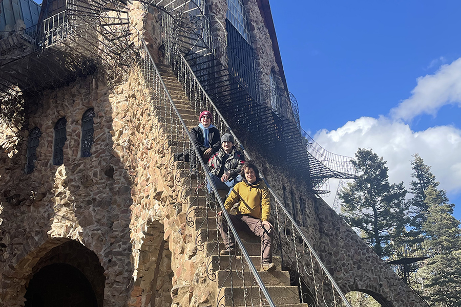 Thomas McDonald, Javier Barranco, Tristan Owen. Top to Bottom. Sitting along the main staircase of the castle on the last day of production.