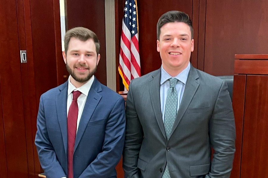 Jackson “Jack” Boudet, from Winter Park, Fla., and Nicholas “Niko” Athanas, from Marietta, Ga. made FSU repeat champions at the UCLA School of Law Cybersecurity Moot Court Competition.