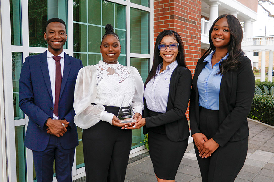 The members of the winning team, from left to right: Khamisi Thorpe, Kayla Neal, Nyah Tennell and Judelande Jeune.