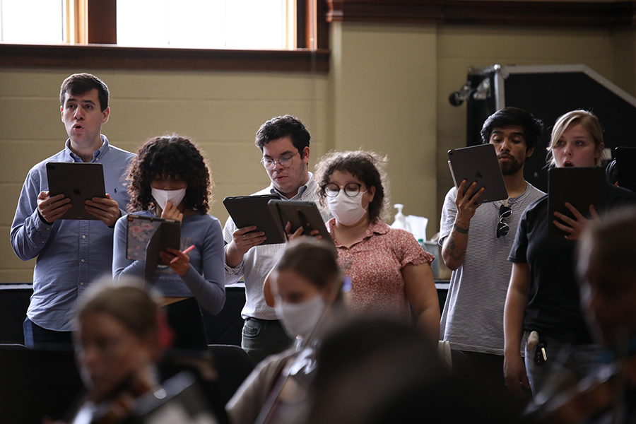 The full University Chamber Choir joins forces in multiple chorales in St. John’s Passion