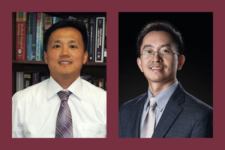 Founding Director of the BSSMC Hyochol “Brian” Ahn, a professor and the associate dean for research in the College of Nursing, and Associate Director Hongyu Miao, a tenured nursing professor and adjunct statistics professor. (FSU College of Nursing)