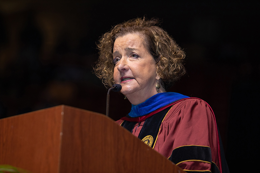 Laura Greene, chief scientist of the FSU-headquartered National High Magnetic Field Laboratory, or MagLab, spoke to graduates of the FAMU-FSU College of Engineering and the colleges of Nursing, Health and Human Sciences and Education during Saturday afternoon’s ceremony.